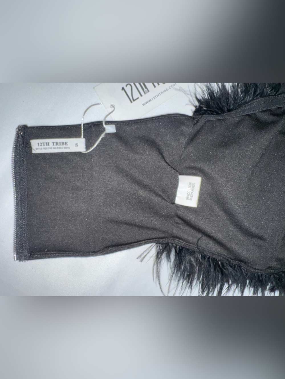 NWT 12th Tribe Black Feather Strapless Tube Top Size S - Picture 9 of 15
